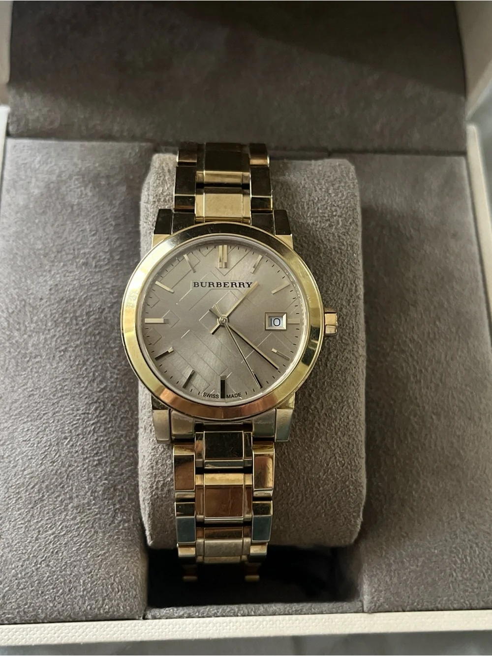 Burberry Gold Tone Bracelet Watch with Date Window